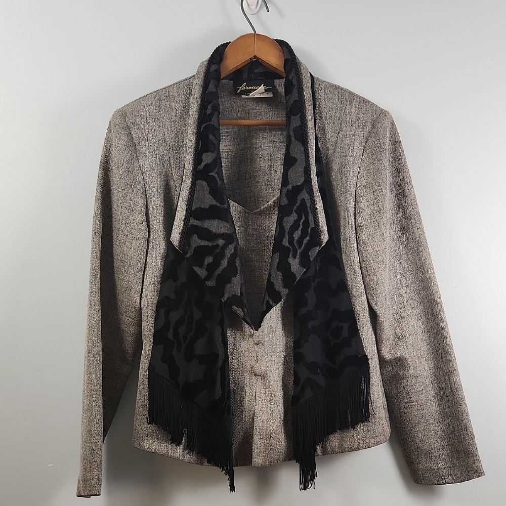 Vintage Farouche by Lori Weidner Power Blazer with Scarf Detail